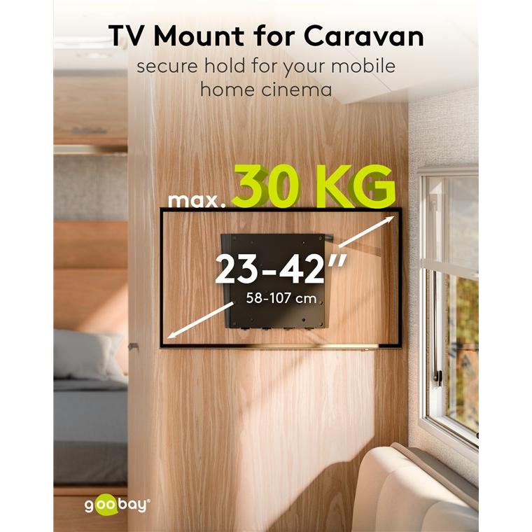 Thumbnail - Goobay TV-Wandhalterung Caravan FIXED M (Wand, 42", 30 kg), TV Wandhalterung, Schwarz