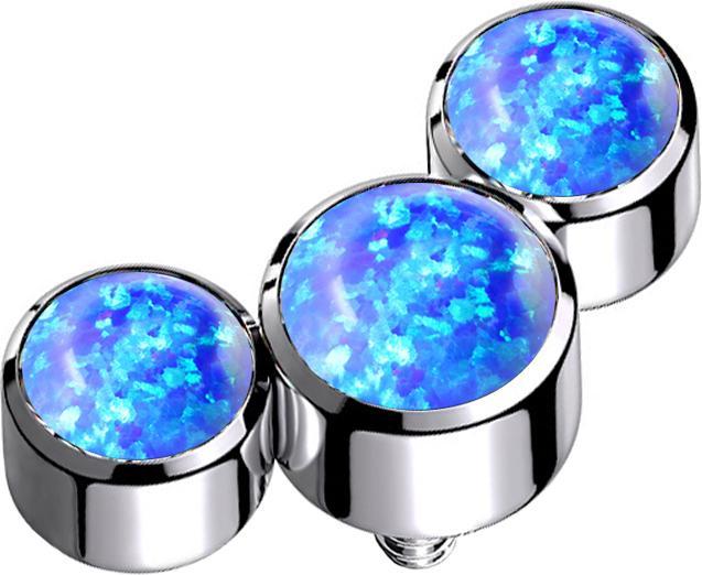Immagine prodotto Star Piercing Dermal Anchor argento tre opali blu (senza ottone, Titanio)