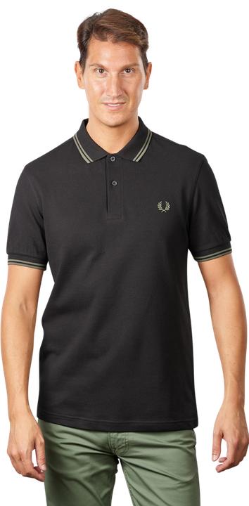 Produktbild Fred Perry Twin Tipped Polo Shirt Short Sleeve Black/Fieldgr (XXL)