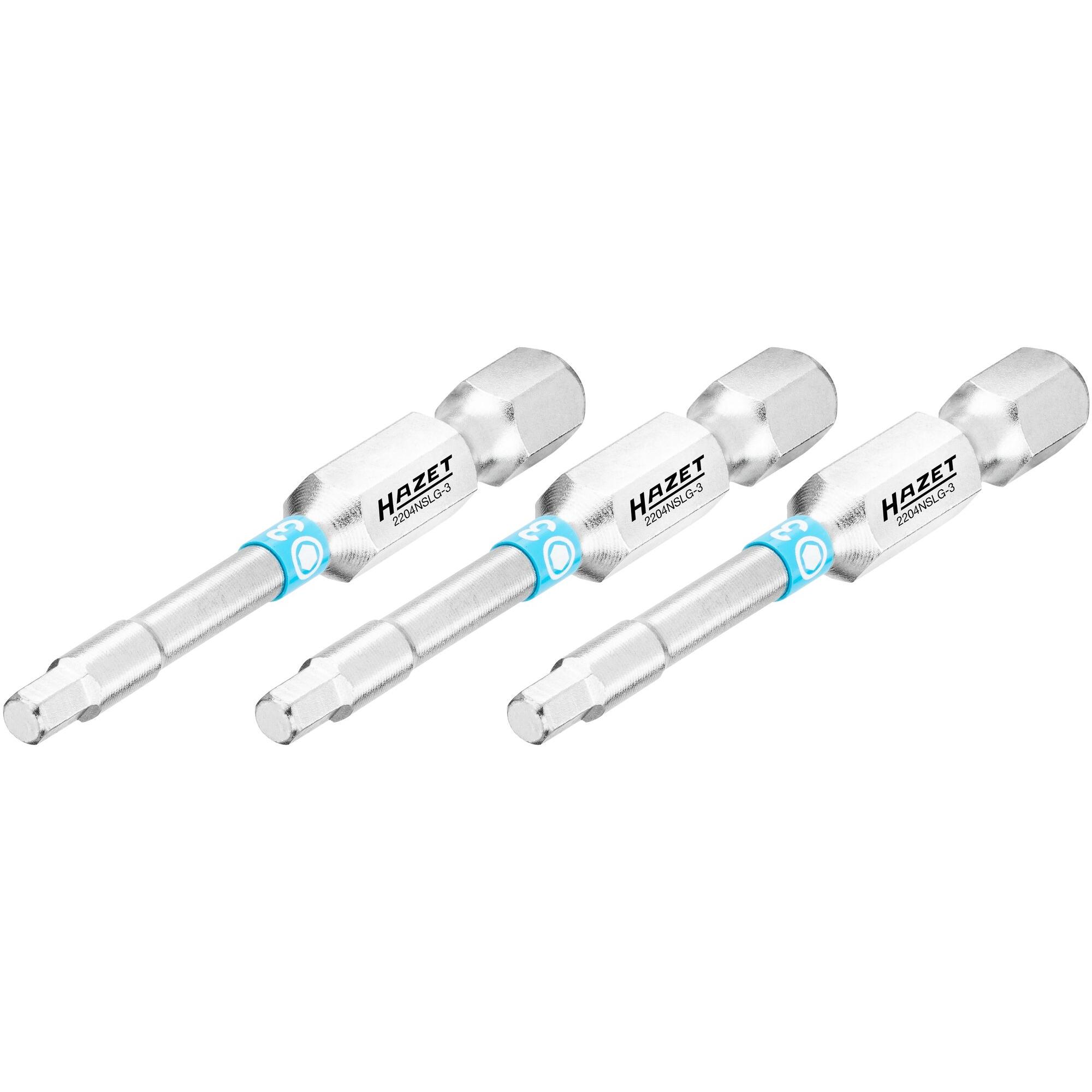HAZET, Bits, Bit 2204NSLG-3/3 ∙ Sechskant6,3 (1/4 Zoll) ∙ Innen Sechskant Profil ∙ 3 mm ∙ Anzahl Werkzeuge… (3 mm)