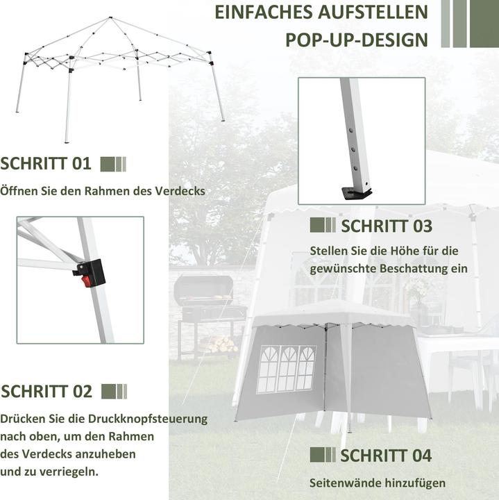 Actual product image Outsunny Pavilion with 2 side walls and individual height adjustment (240 cm, 240 cm)