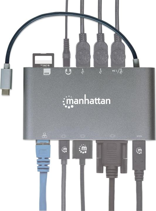Produktbild Manhattan SuperSpeed USB-C to 7-in-1 Docking Station (Docking Port, 7 Ports)