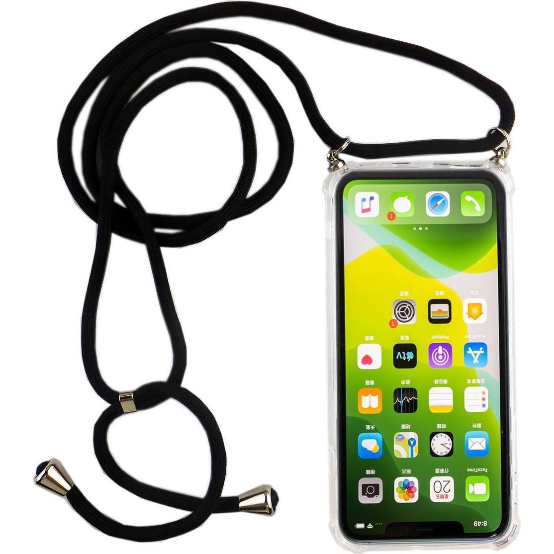 König Design Apple iPhone 11 Pro Max Handykette Hülle mit Band zum umhängen Kordel Schwarz, Handykette, Transparent