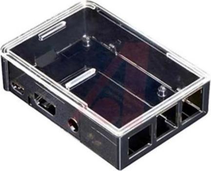 Actual product image Adafruit 2258 - Raspberry Pi B+/Pi 2/Pi 3 Case, Smoke Base, w/ Clear Top