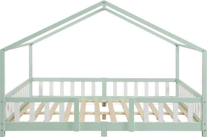 Image du produit En.Casa Lit d'enfant Treviolo 140x200 cm avec matelas mousse froide et grille vert menthe (140 x 200)