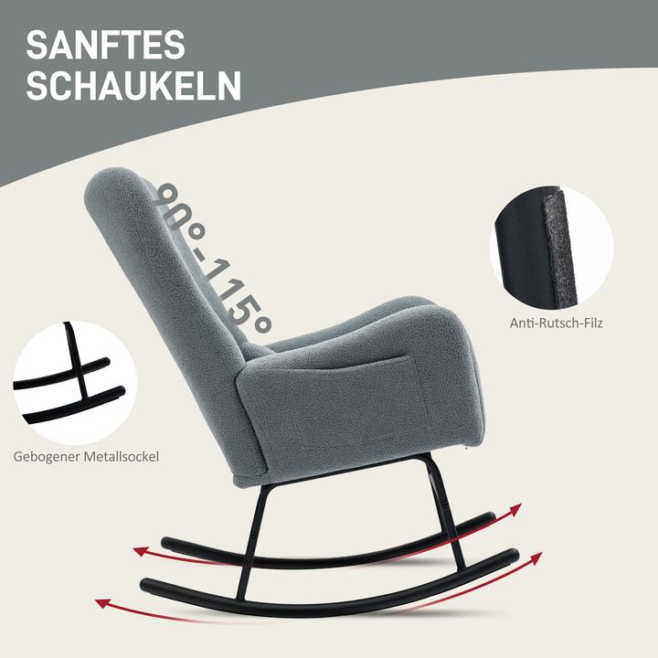 Produktbild Homcom Schaukelstuhl Teddystoff Grau