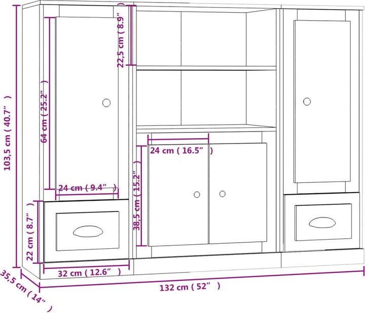 Image du produit vidaXL Highboard (132 x 35.50 x 103.50 cm)