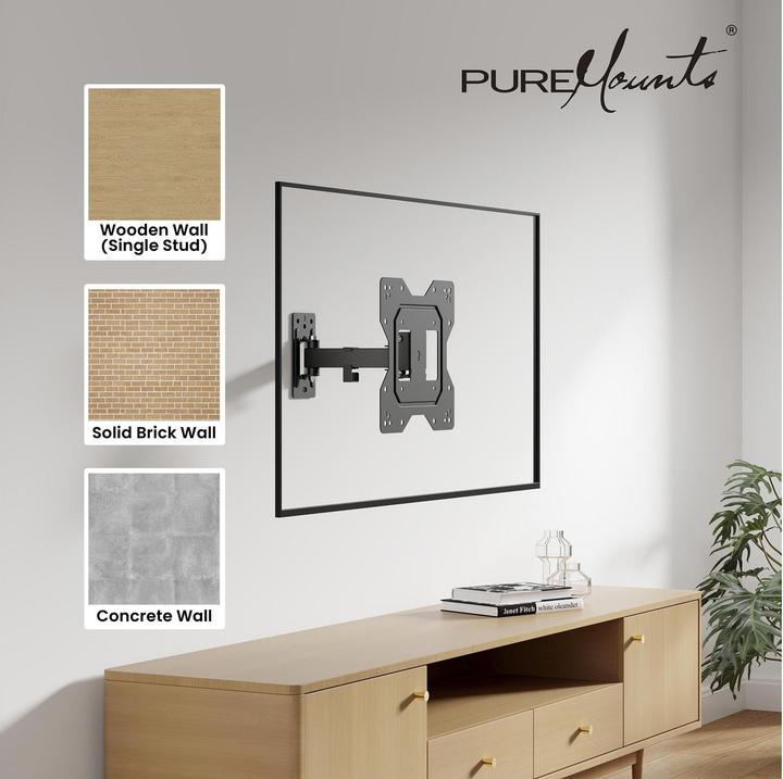 Image du produit PureMounts Wandhalterung PM-FM13-200 Schwarz (Mur, 30 kg, 23" - 43")