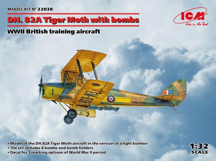Produktbild ICM DH. 82A Tiger Moth with bombs, WWII British training aircraft