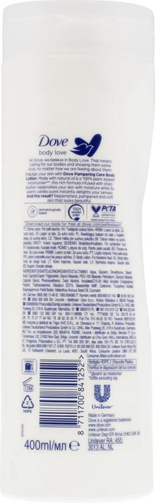 Actual product image Dove nourishing Body Care Pampering butter tree oil body lotion 400ml (Body lotion, 400 ml)