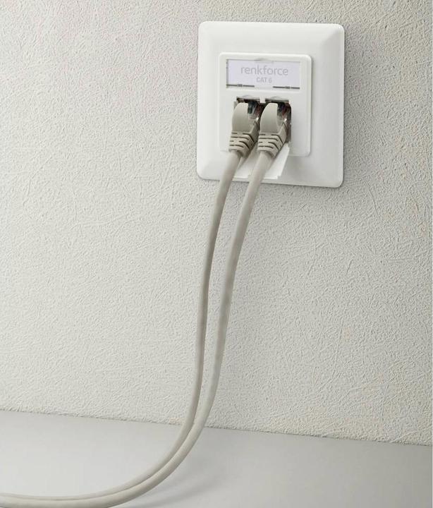 Actual product image Renkforce 2 port CAT 6 RAL9010 flush-mounted network socket