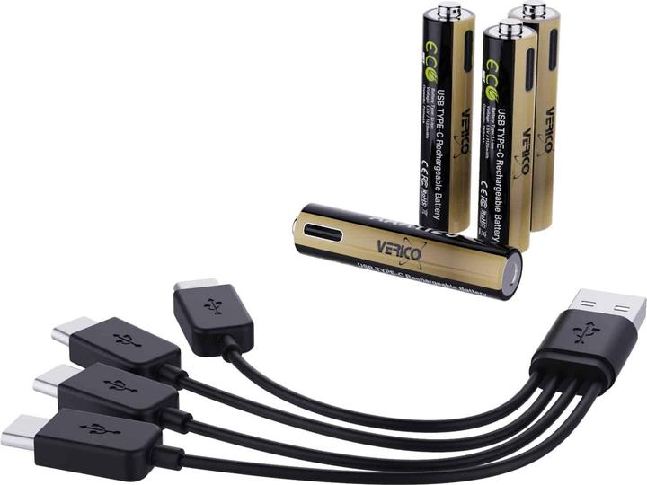 Actual product image Verico LoopEnergy 4-Pack AAA PRO - Wiederaufladbare USB-C Batterie AA 1,5V 1125mWh (750mAh) Li-Ion (4 pcs., AAA, 750 mAh)