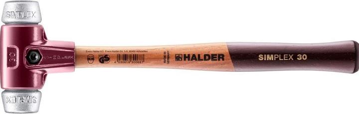 Immagine prodotto Halder Martello SIMPLEX soft-face lunghezza 300 mm testa Ø 30 mm legno duro metallo morbido argento (400 g)