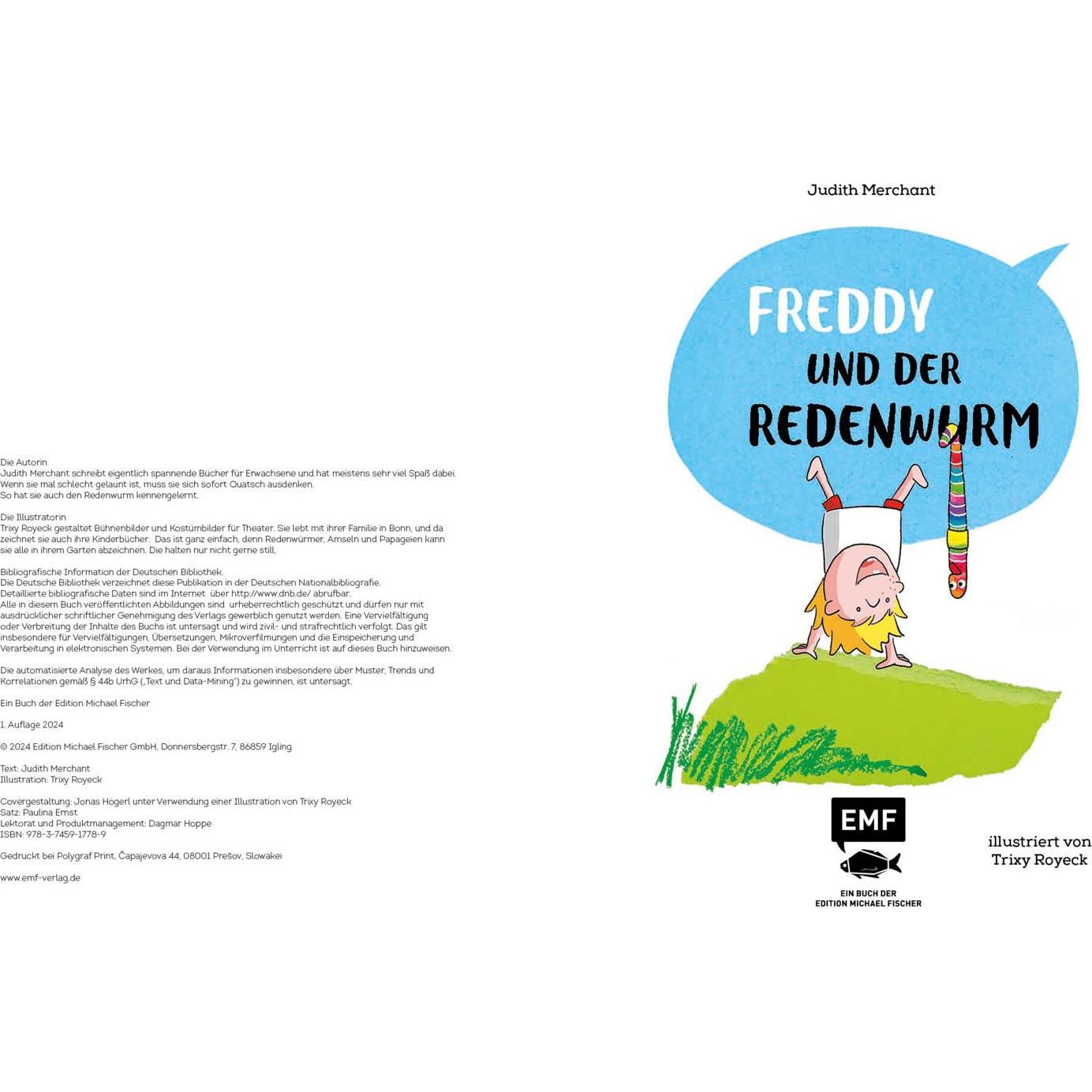 Thumbnail - Freddy und der Redenwurm, Kinderbücher von Judith Merchant, Trixy Royeck