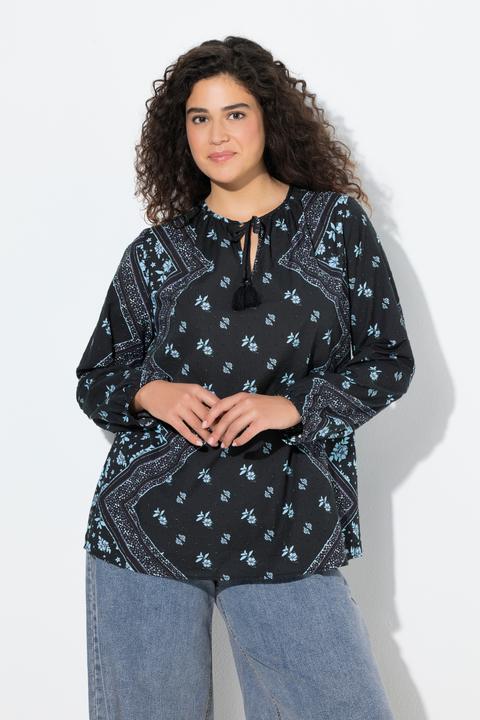 Produktbild Ulla Popken Bluse, A-Linie, Tunika-Ausschnitt, Langarm (58, 60)