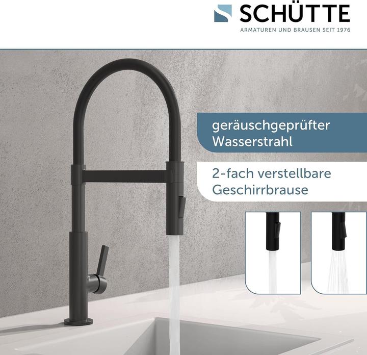 Produktbild Schütte Wasserhahn Küche MIAMI Spültischarmatur Schwarz matt mit Soft-Touch Schlauch Schwenkbar 79147
