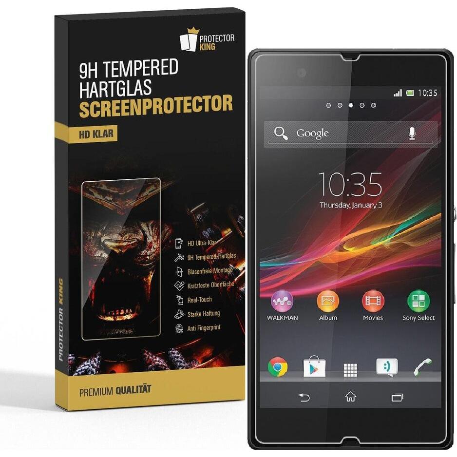 Protectorking 2x echtes Tempered 9H Panzerhartglas 3D KLAR (2 Stück, Sony Xperia Z), Smartphone Schutzfolie