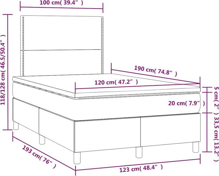 Produktbild vidaXL Boxspringbett (120 x 190 cm)
