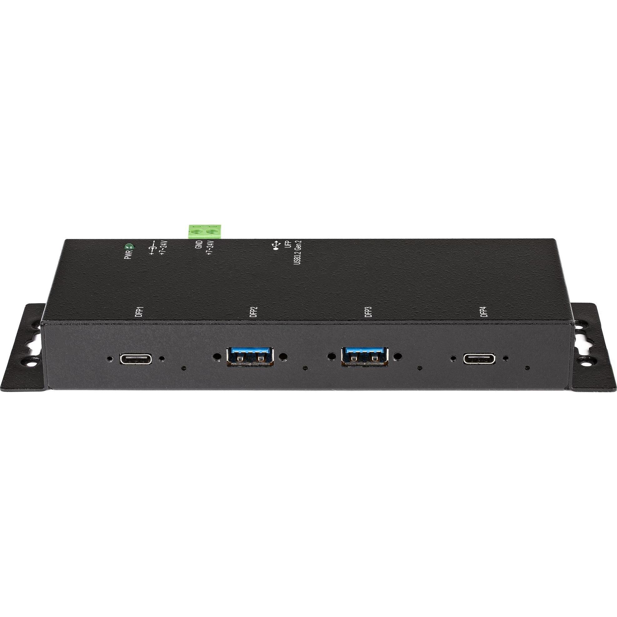 Thumbnail - StarTech 4 Port USB C Hub - Industrieller USB-C Hub aus - 2x USB-C & 2x USB-A - ESD Surge Protection - USB-C (USB-C, 4 P...