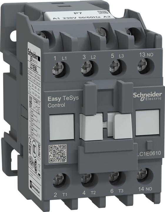 Actual product image Schneider Easy TeSys contactor 3P 6A 1NO 230V AC 50/60Hz LC1E0610P7