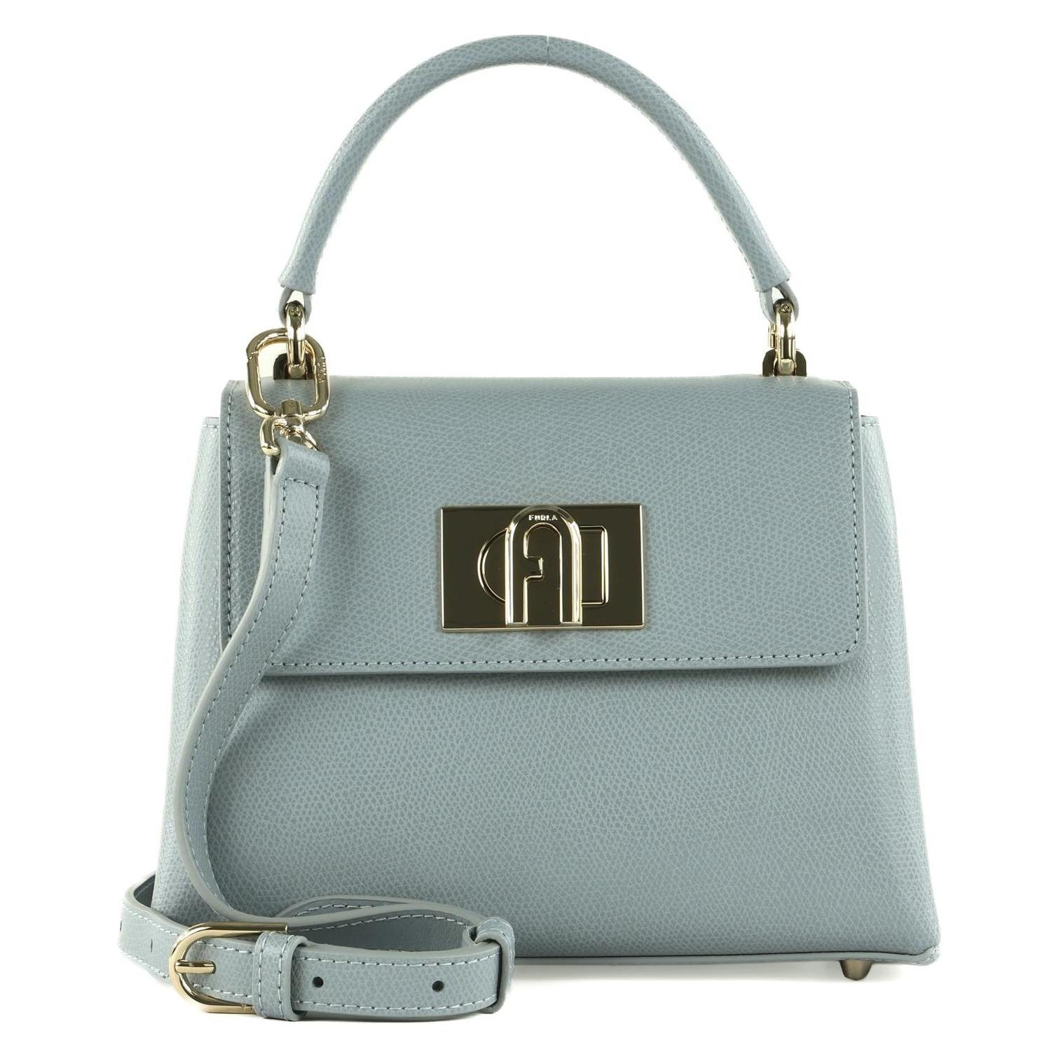 Furla, Damen, Handtasche, 1927 Mini Top Handle In Leather Color Cloud, Blau
