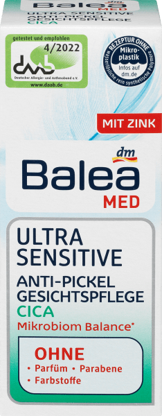 Produktbild dm Balea Med Ultra Sensitive Anti-Pickel (50 ml, 24h Creme)