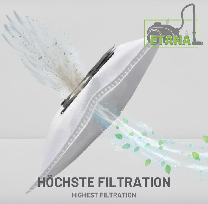 Actual product image Etana I 30 vacuum cleaner bag similar to Swirl PH86/PH96/PH99 I Dust bag incl. 3 Filter (30x)