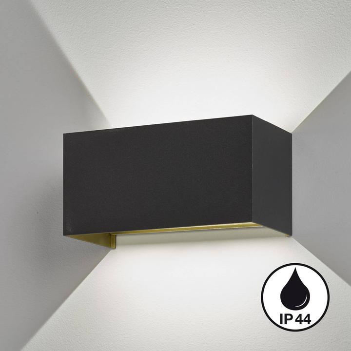 Actual product image Fischer & Honsel Honsel Wallo LED wall light 4-fold 11.2W warm white sand black IP44 30519 (IP44)