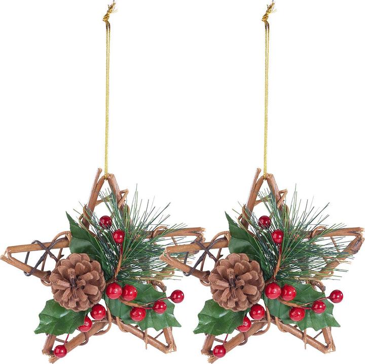 Produktbild Britesta 2er-Set Handgefertigter Rattan-Dekosterne mit echten Tannenzapfen