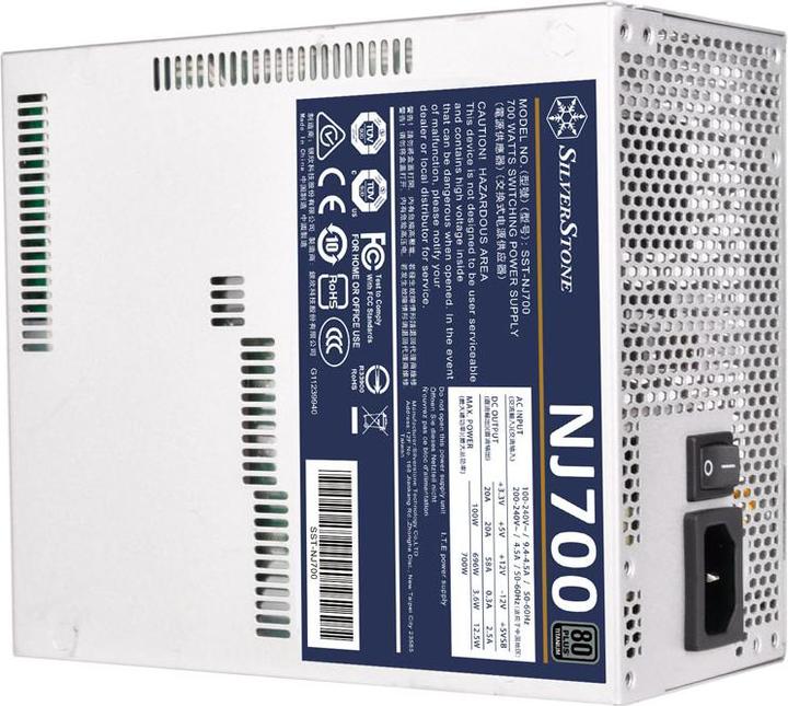 Immagine prodotto Silverstone NJ700 80 PLUS Titanium, alimentatore modulare - 700 Watt (700 W)