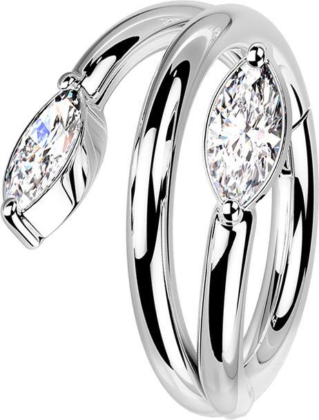 Immagine prodotto Star Piercing Anello a micro segmenti con cerniera in argento e cristallo (senza ottone, Acciaio chirurgico 316L)