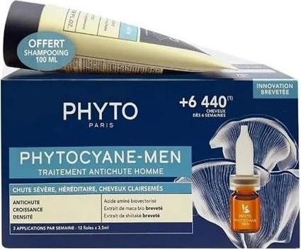 Produktbild Phyto Phytocyane Anti-Haarausfall Behandlung 12 x 3,5ml + Geschenk Phytocyane Men Shampoo 100ml (Haarpflege set)