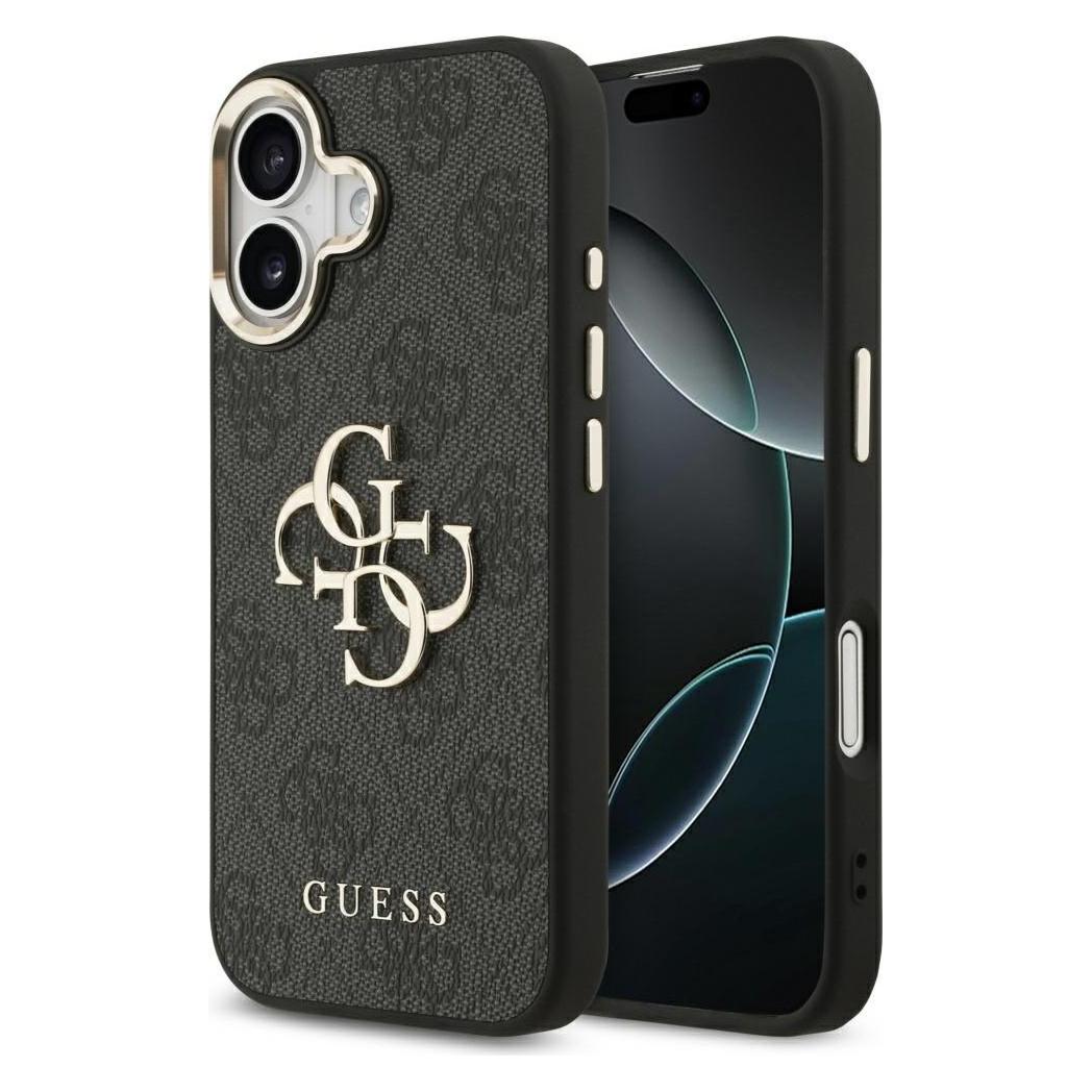 Guess Back Panel Cover Apple IPhone 17 Pu Leather 4G Metal Logo Gold Frame MagSafe Case Black (Apple IPhone 17), Smartphone Hülle, Schwarz, Gold