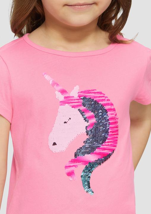 Produktbild S.Oliver T-Shirt Baumwollshirt in A-Shape mit Wendepailletten (140)