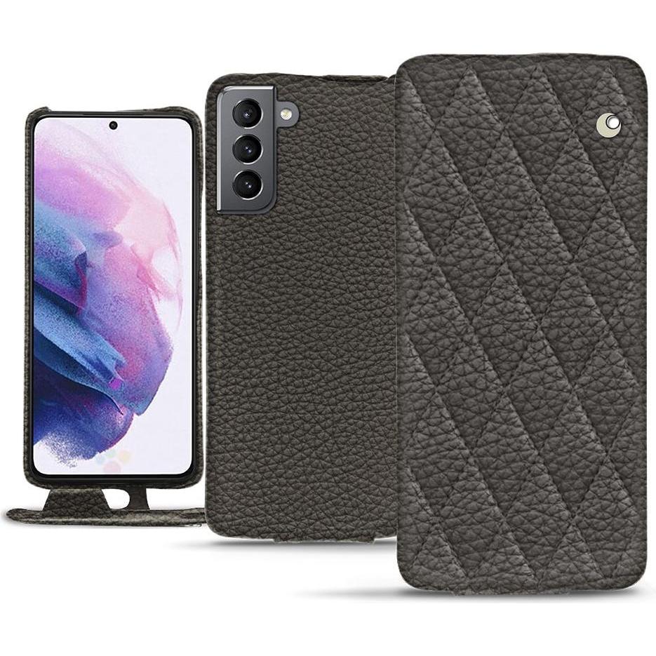 Noreve Lederschutzhülle vertikal (Samsung Galaxy S21), Smartphone Hülle, Grau