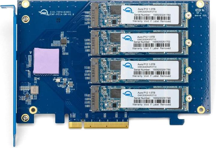 Produktbild OWC 16.0TB Accelsior 4M2 PCIe M.2 NVMe SSD Adapter Card (16000 GB, PCI-Express)