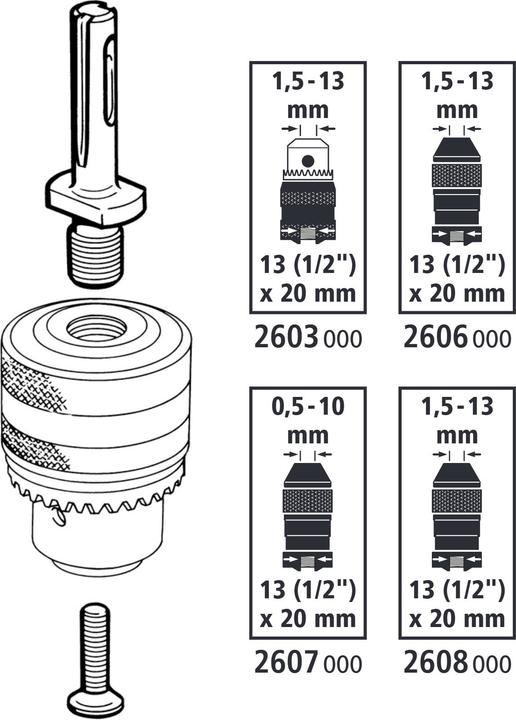 Produktbild wolfcraft 1 Bohrfutter-Adapter SDS-plus f. 1/2x20