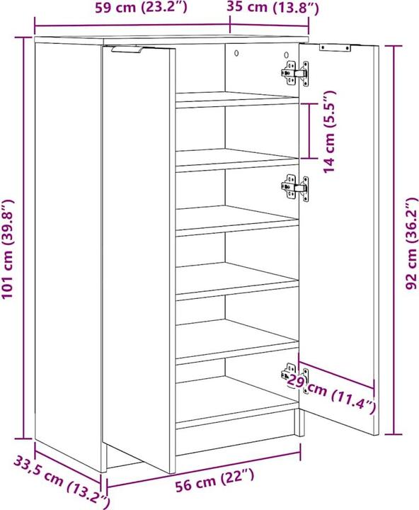 Produktbild vidaXL Schuhschrank (59 x 35 x 100 cm)