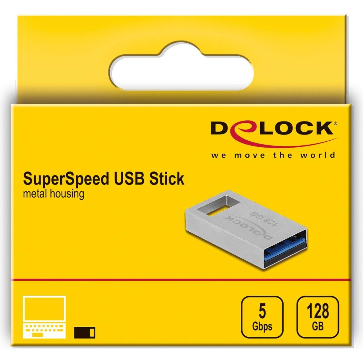 Thumbnail - Delock USB-Flash-Laufwerk (128 GB, USB-A, USB 3.0), USB Stick, Silber
