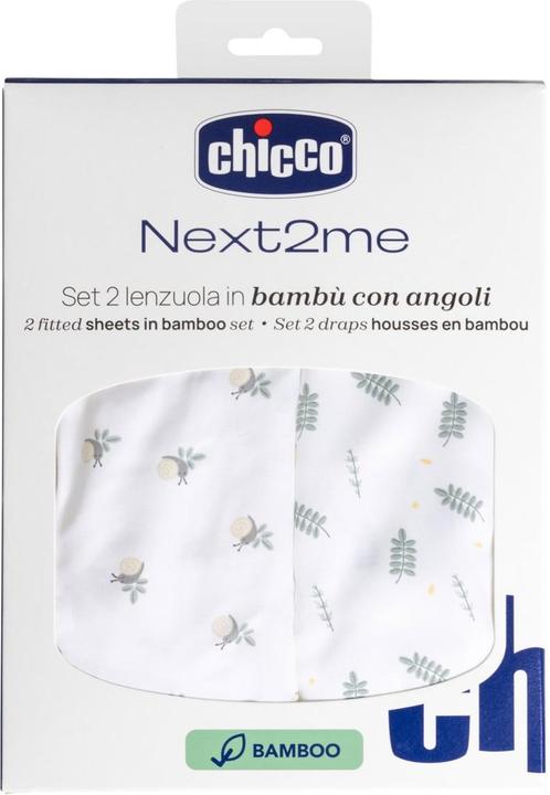 Chicco Next2Me Forever Bambusgrün Spannbettlaken 2 Stück (83 x 50 cm)