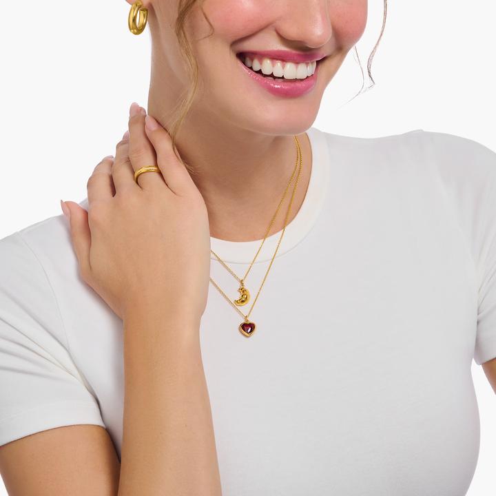 Image du produit Thomas Sabo Chaîne avec pendentif croissant doré (Or jaune 750 plaqué or, Argent sterling 925, 38 - 45 cm)