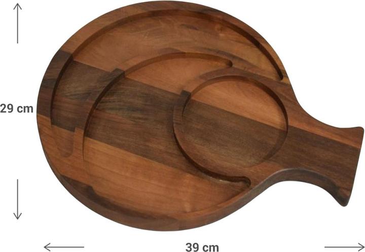 Actual product image Natura Punto Walnut serving board with 3 compartments, fish-shaped