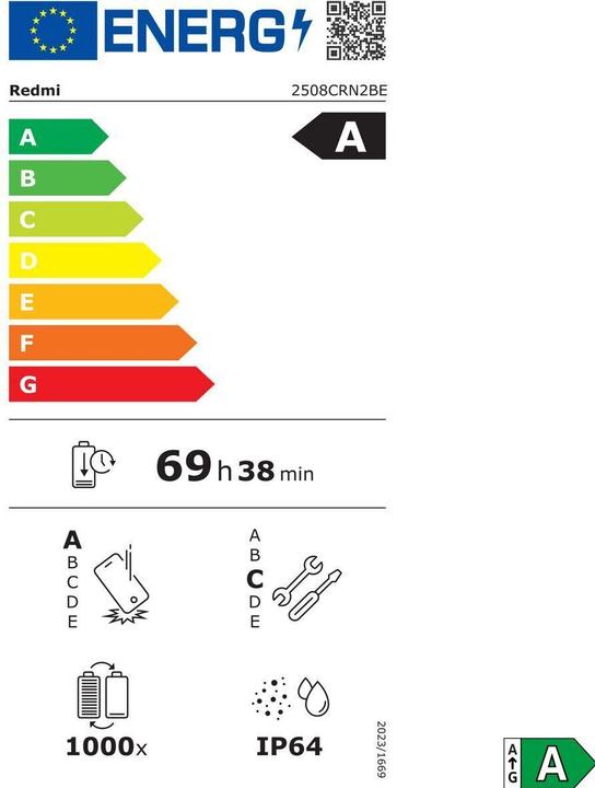 Energy Label Xiaomi Redmi 15C 5G (256 GB, Midnight Black, 6.90", Dual SIM, 5G)