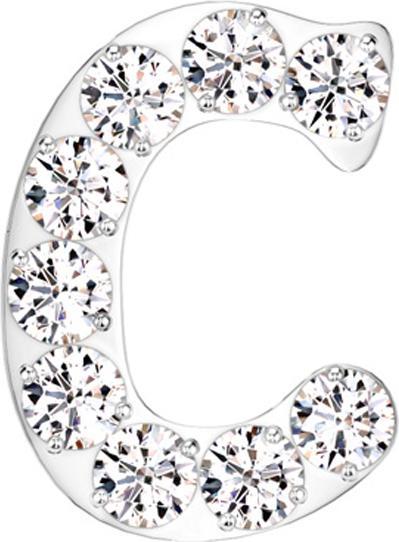 Produktbild Star Piercing Threadless silber mit Kristallen silber Buchstabe C (ohne Messing, Titan)