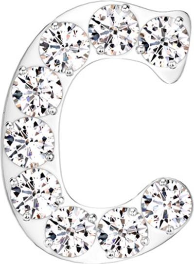Produktbild Star Piercing Threadless silber mit Kristallen silber Buchstabe C (Titan G23, ohne Messing)