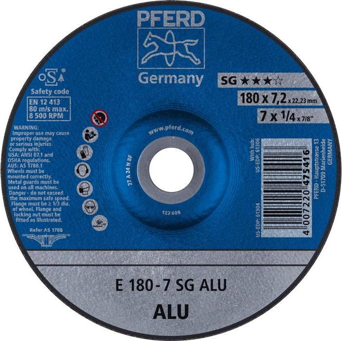 Actual product image Pferd SG ALU rough grinding wheel D180xS7.2mm cranked aluminium bore 22.23 mm (Corundum)