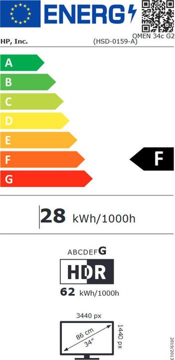 Energie-Label HP OMEN 34c G2 (3440 x 1440 Pixel, 34")
