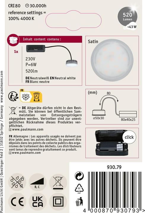 Image du produit Paulmann EBL Downlight Module LED (530 lm)