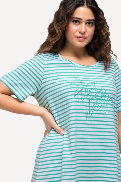 Produktbild Ulla Popken T-Shirt, Ringel, Palmenstickerei, Rundhals, Halbarm (46, 48)
