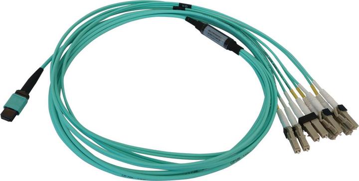 Actual product image Eaton 40/100/400G Multimode 50/125 OM3 Fibre Optic Cable 12F MTP/MPO-PC to 4x Duplex LC/PC (3 m)